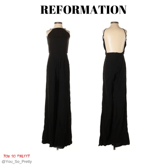 REFORMATION BACKLESS WIDE LEGGED LUIGI JUMPSUIT - Picture 4 of 6